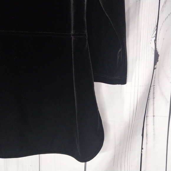 Lauren Ralph Lauren Tunic Velvet Top Black Stretch Keyhole Droptail Size L - Picture 8 of 12